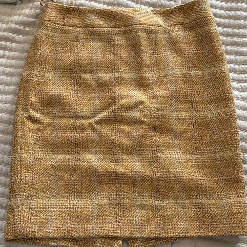 J.Crew Wool-Blend Pencil Skirt – Size 12 - Warm Yellow Plaid